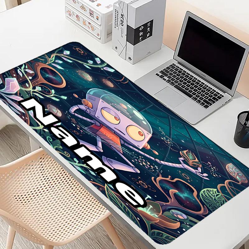 Custom Name Personalized Cosmic Bot Crew Pattern Mousepad, Laptop PC Desk Mat, Decorative Desk Mat for Home Keyboard Pad Gift