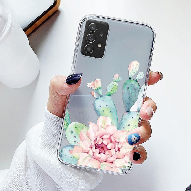 Phone Case For Samsung A52s A52 Floral Silicon Cover For Samsung Galaxy A52 Fundas Coque Transparent Soft Capas Flower TPU