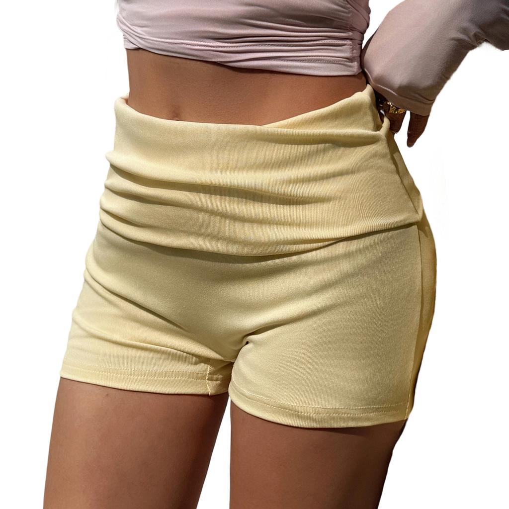 Women's Casual Fashionable Elastic Waist Slim-fitting Shorts
