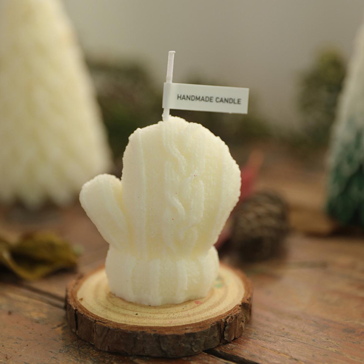 

Christmas Glove Pattern Soy Wax Scented Candle, Single Core Rose Scented Candle for Indoor Use, Perfect for Christmas Decoration and Gifts белый