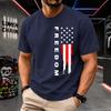2026 New Pure Cotton Tshirt Free American Flag Patriotic Print Crew Neck Short Sleeve Casual Top