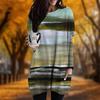 New In Autumn Colorful Horizontal Bar Print Plus Size Dress Women O'neck Long Sleeves Casual Pocket Dresses