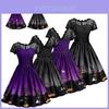 Stunning Women Short Sleeve Halloween Retro Lace Vintage Dress For Festive Elegance