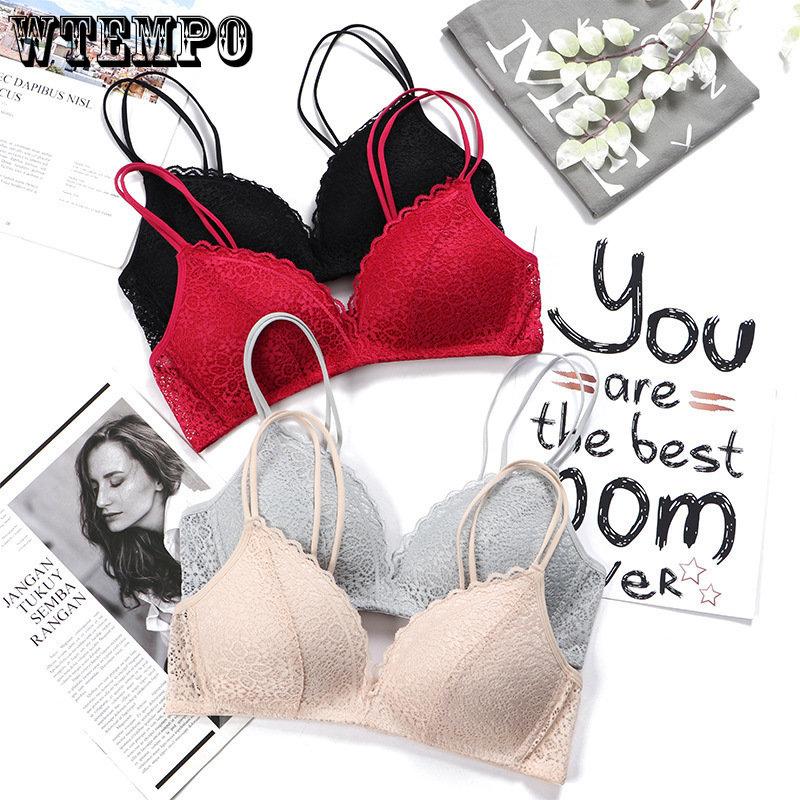 Women's Bra Hollow Out Lightweight Without Steel Ring Gathering Lace Sexy Girl Underwear Comfortable Thin Bra