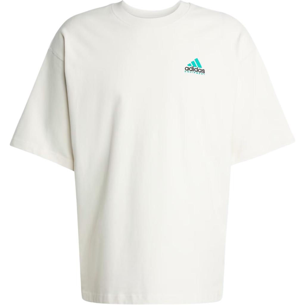 Adidas Logo Round Neck Drop Shoulder Loose T-Shirt Men Tops Cloud-White JN4844