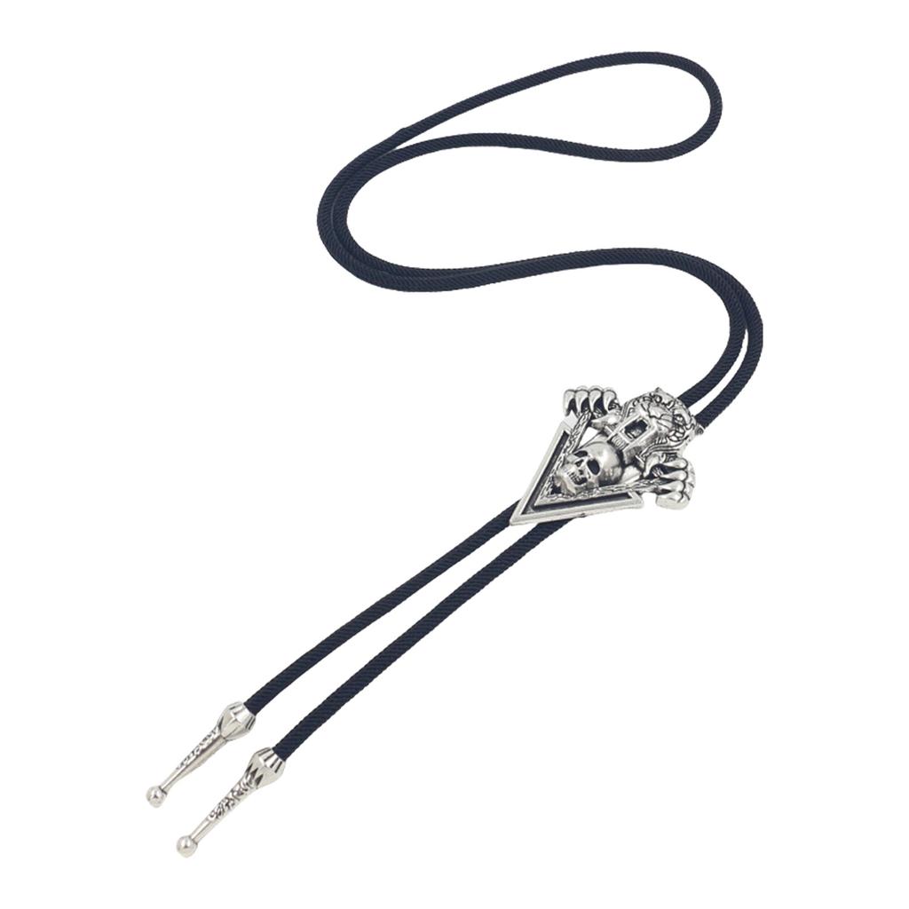 Classical Silver Metal Pendant Bolo Tie Rope Tie for Various Neck Styling Men's Neck Tie at Parties and Everyday Wear