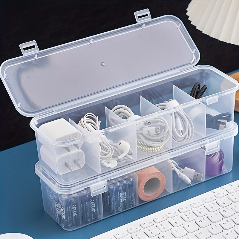 Multipurpose Organizer for Cables,Earphones & Office Supplies, Durable Rectangular Desk Organizer with Flip-Top Closure for Home