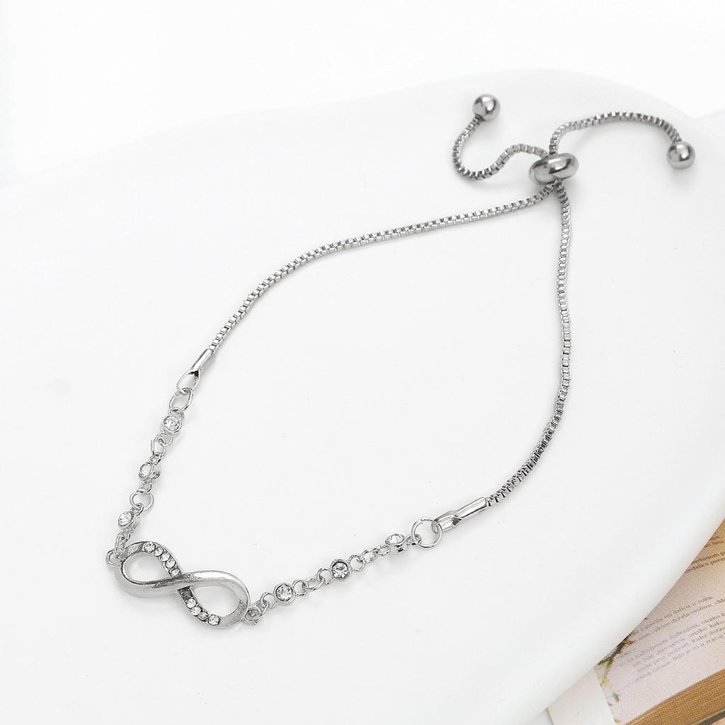 Fashion Bow Diamond Adjustable Bracelet 8 Characters Women's Simple Jewelry Chain Jewelry