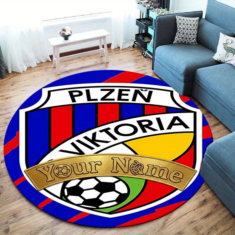 Fc Viktoria Crest Custom Name Round Area Rug Carpet Rug For Living Room Bedroom Sofa Playroom Decor Nonslip Floor Mat