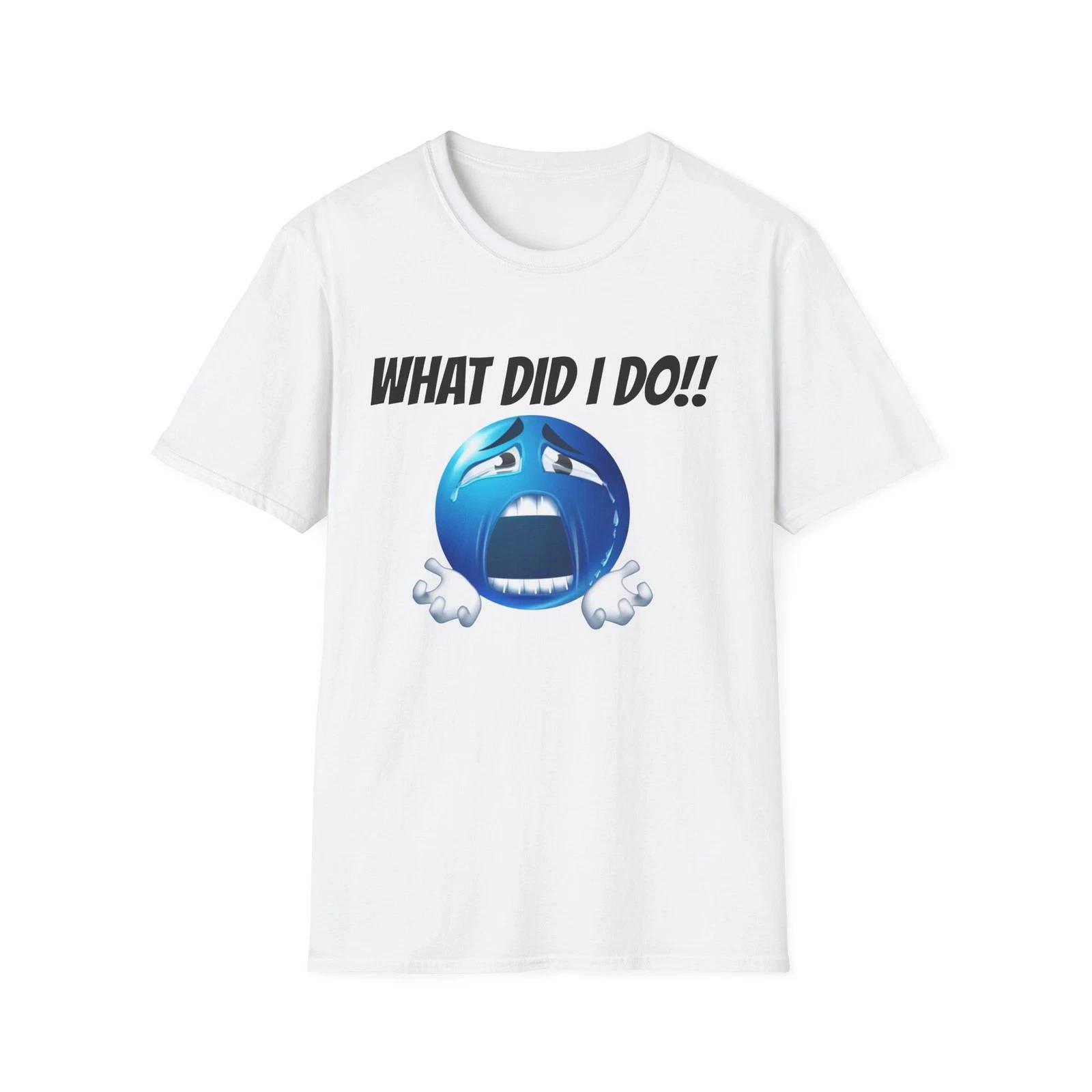 WHAT DO I DO blue emoji funny t shirt L