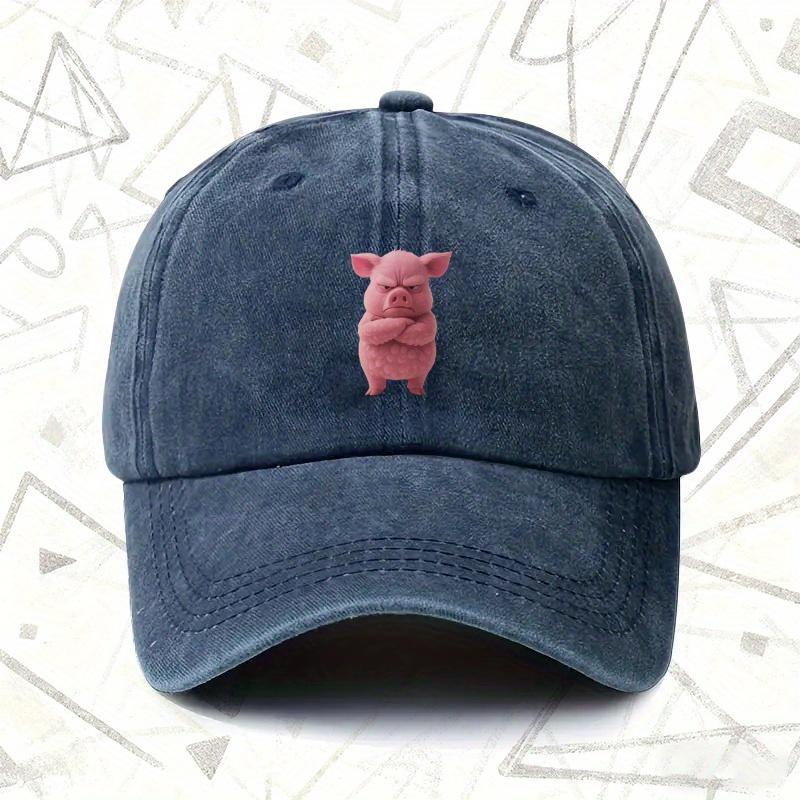 A Vintage Washed Hat Featuring an Angry Pig Design Suitable for Both Men And Women This Solid Baseball Cap Is Perfect for Al