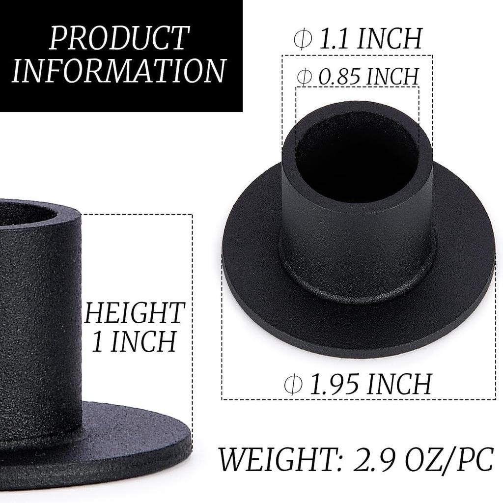 DEYBBY Black Metal Taper Candle Holders Set of 8, Short Iron Candlestick Holders for Anniversary Dinner Housewarming Room Decor Wedding