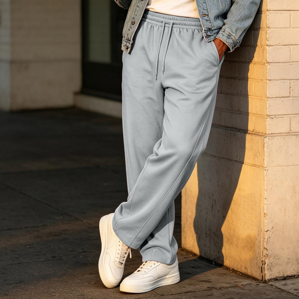 Men's Casual Loose Fit Straight Leg Sweatpants with Elastic Waistband for Athletic Training