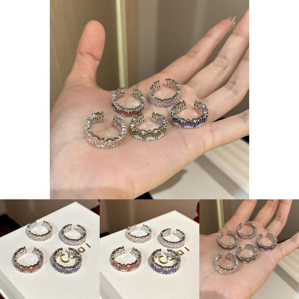 Exquisite Adjustable Geometric Design Ring For Women With Brilliant Colored Gemstones