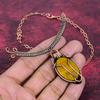 Tiger's Eye Gemstone Necklace Copper Wire Wrapped Adjustable Chain Necklace