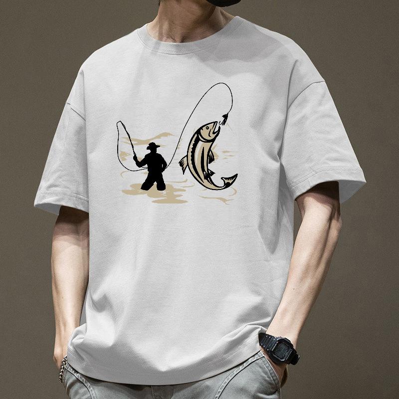 

Cotton Short Sleeved T-shirt for Men Spring and Summer Sports Style American Retro Hong Kong Style Ins Trendy Brand T-shirt High-end Base Shirt S