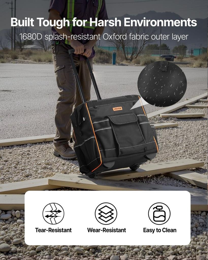 Rollende Werkzeugtasche 25 Taschen Robuste Rollende Werkzeugtasche auf Rädern