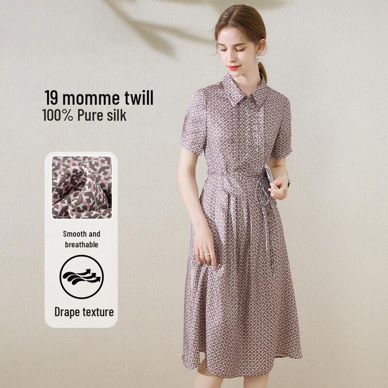 19 Momme Mulberry Silk Floral Shirt Dress XL