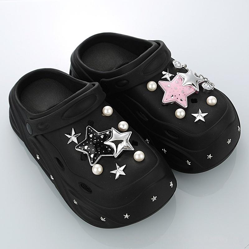 Detachable Star Pearl Sandal Chain Accessories DIY Metal Shoe Parts Fashion Elegant Look for Summer Shoes Custom Decor