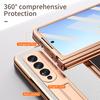 Fully Protected Electroplated PC Leather Bracket Hinge Phone Case For Samsung Galaxy Z Fold 5 4 3 2 Screen Protector With S Pen