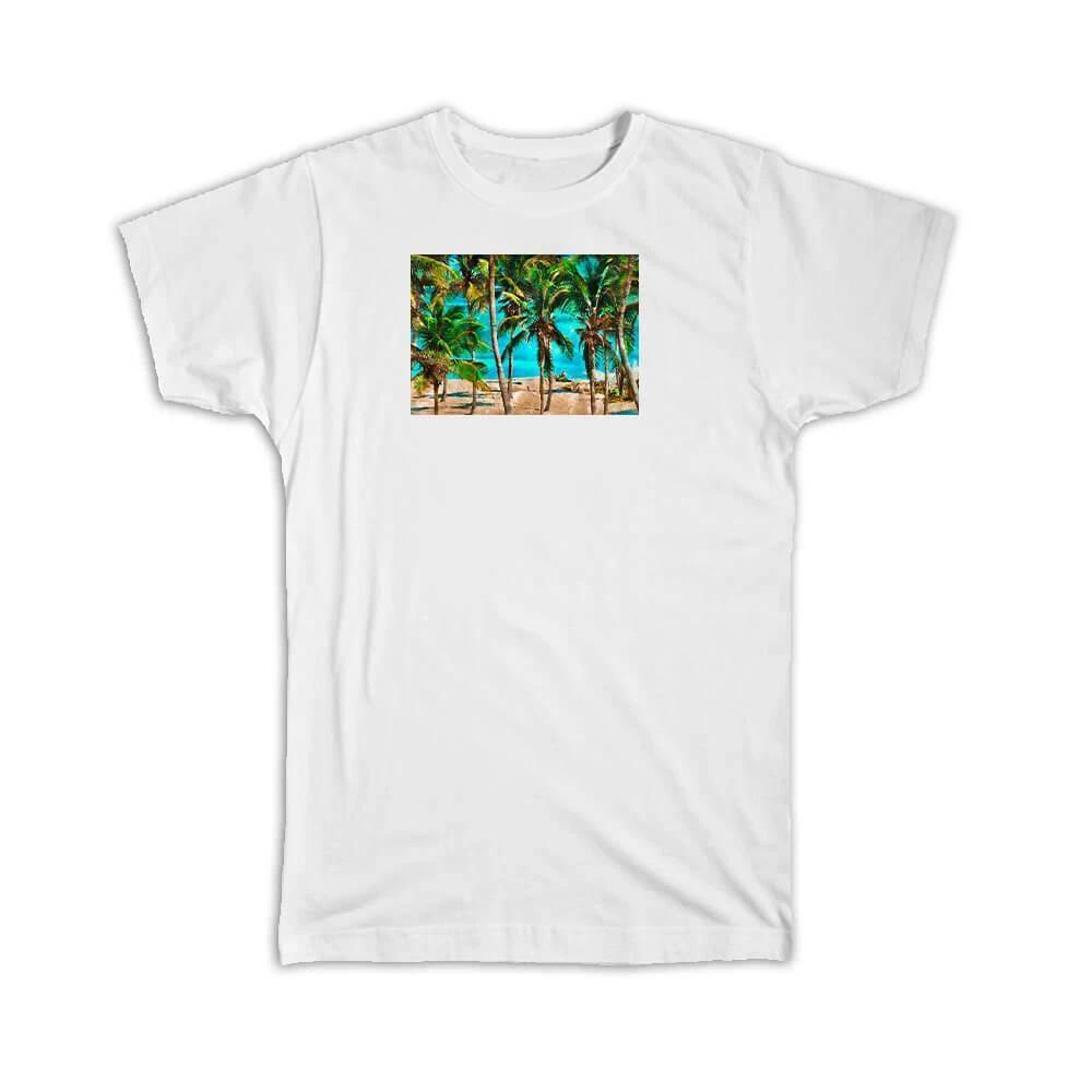 Gift T-Shirt : Watercolor Scenary Tropical Palms S