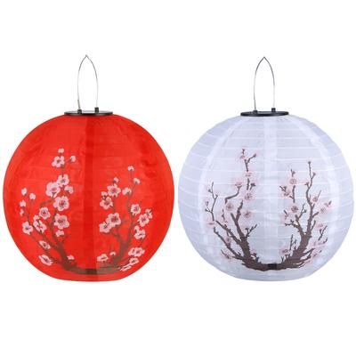 LED Solar Lantern 30cm Plum Blossom Decorative Lantern IP65 Waterproof Chinese Traditional Hanging Lanterns for Outdoor Indoor