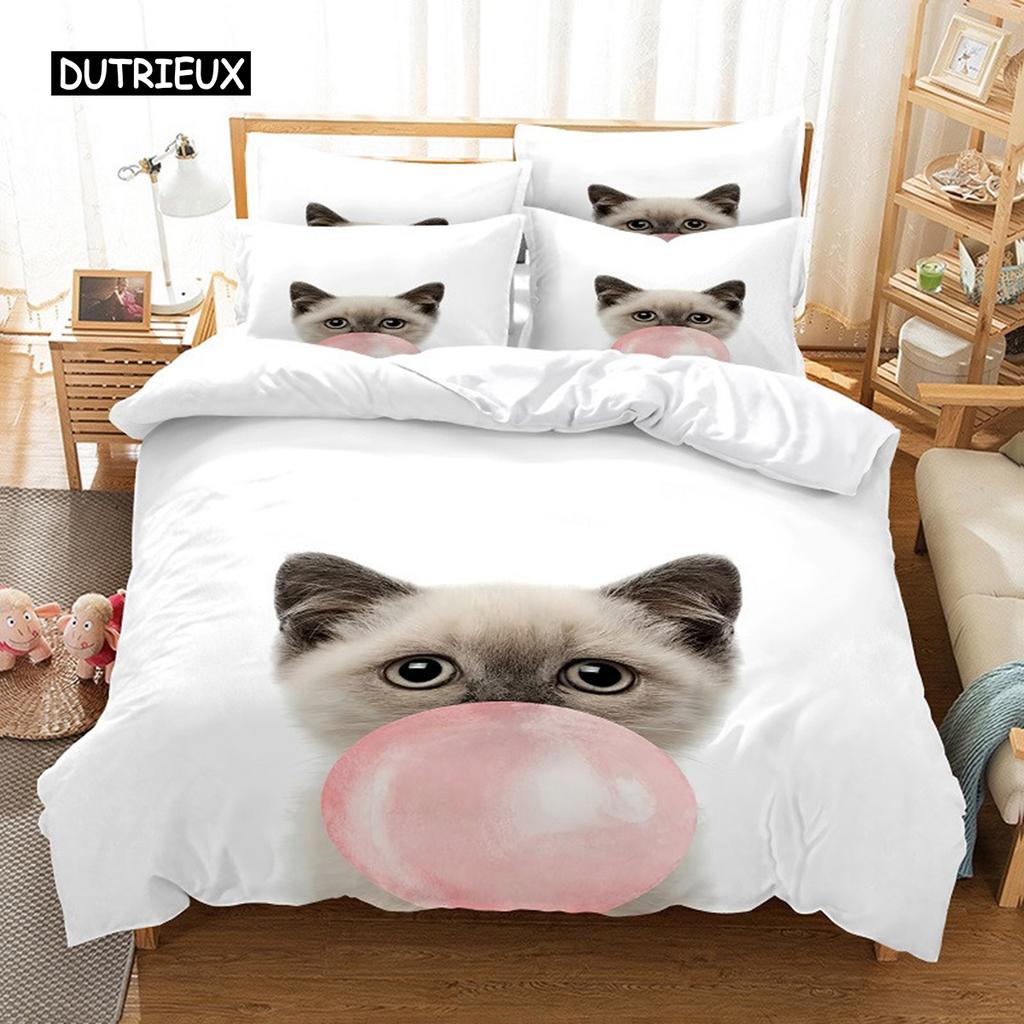 Schwarze Katze Bettwäsche Set Bettbezug Set 3D Bettwäsche Digitaldruck Bettwäsche Queen Size Bettwäsche Set Modisches Design