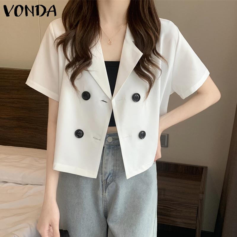 

Летние женские блейзеры на пуговицах VONDA с ​​короткими рукавами