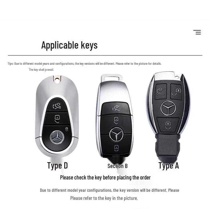 Key Cover for 2025 Mercedes-Benz E300L, GLC300L, C260L, C200, E350EL - Car Key Bag/Clasp