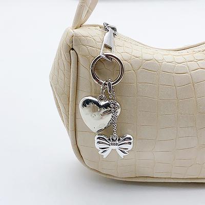 Moda Y2K Kalp Fiyonk Anahtarlık Vintage Metal Fiyonklu Anahtarlık Kadın Moda Çanta Kolye Sırt Çantası Dekorasyon Asılı Aksesuarlar Hediyeler