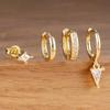 4PCS Stainless Steel Cubic Zircon Dangle Earring Set for Women Unique Geometric Triangle Pendant Earring Piercing Jewelry