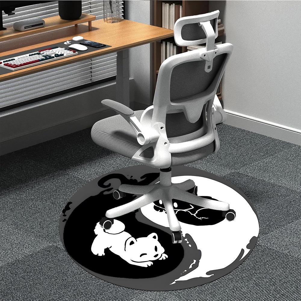 

1pc Cat Yin Yang Carpet, Round Non Slip Durable Large Size Office Carpet, Suitable for Office 80cm
