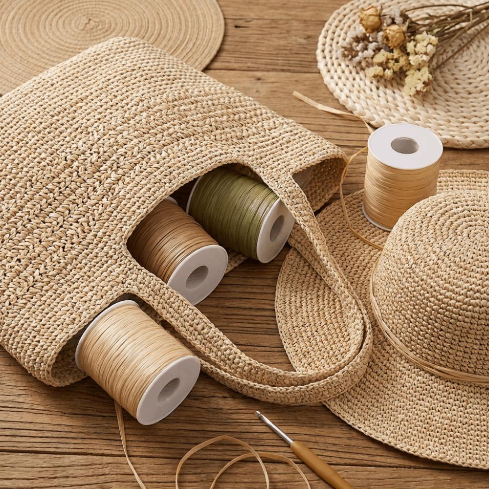 Eco-Friendly Hook Hat Ribbon 120M Per Roll Crochet Yarn Raffia Thread  Bags and Hats