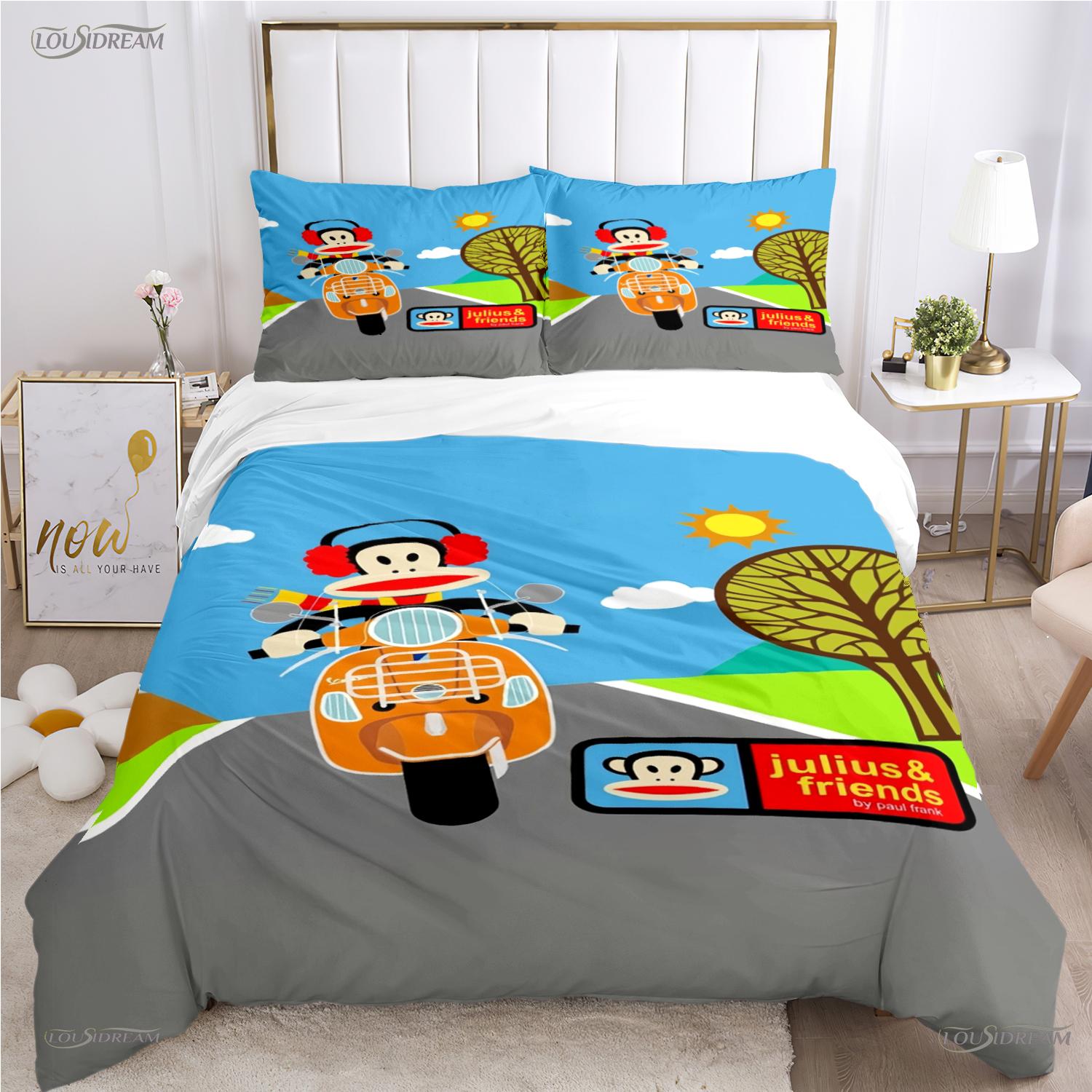 

Cute P-Paul F-Frank Cartoon Anime Duvet Cover Funny Kawaii Bedding Set Soft Quilt Cover And Pillowcases Single/Double/Queen/King 150*200cm 3pcs