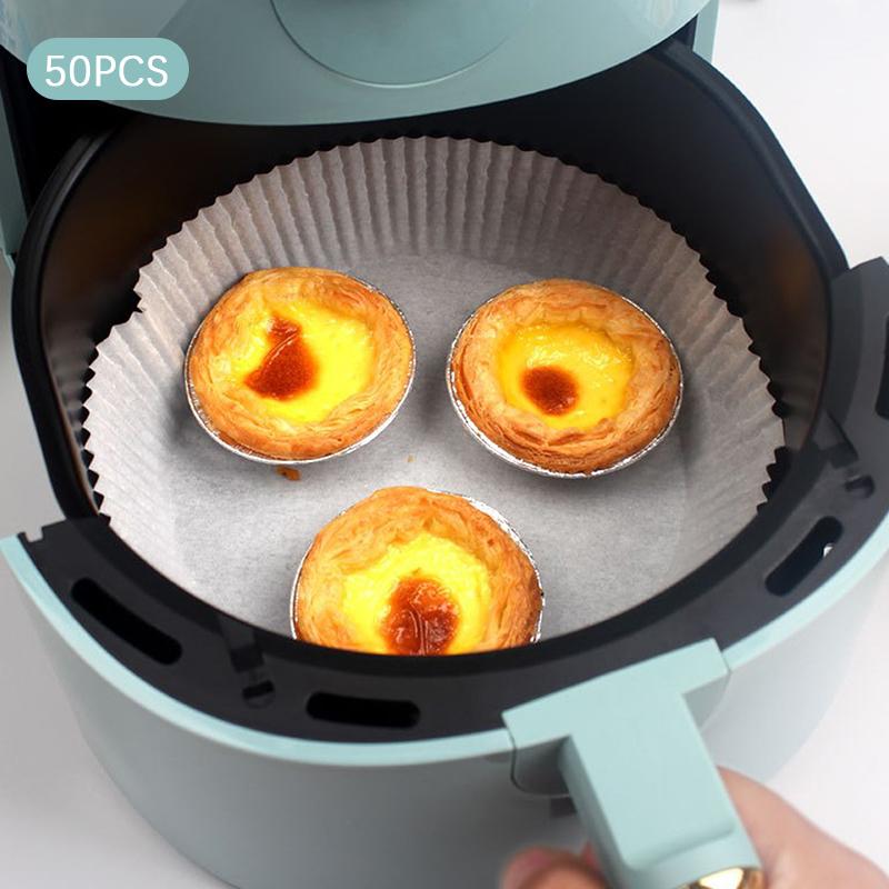 

50 шт. 16 см одноразовые бумажные подкладки для фритюрницы с антипригарным покрытием из древесной массы, круглая бумага white