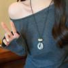 Korean geometric pendant necklace women's 2026 new light luxury long sweater chain accessories