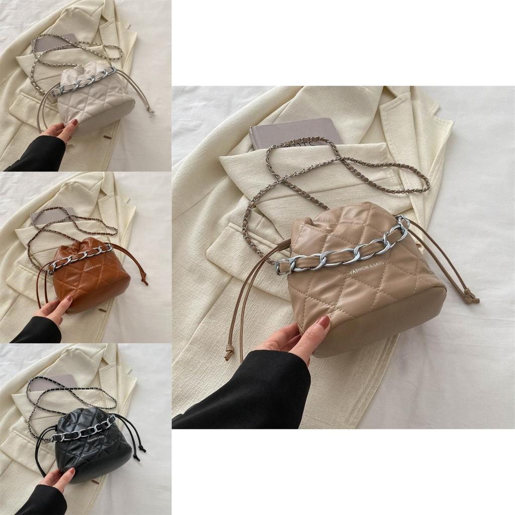 Chic Korean Style Bucket Bag For Women With Quilted Stitching Perfect For Spring 2024