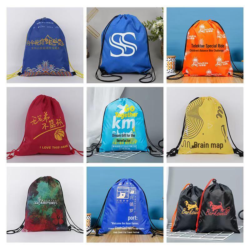 Polyester Double Shoulder Drawstring Backpack with Logo Printing