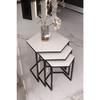 Master Hexagon Black Metal Black Glass 3-piece Nesting Table