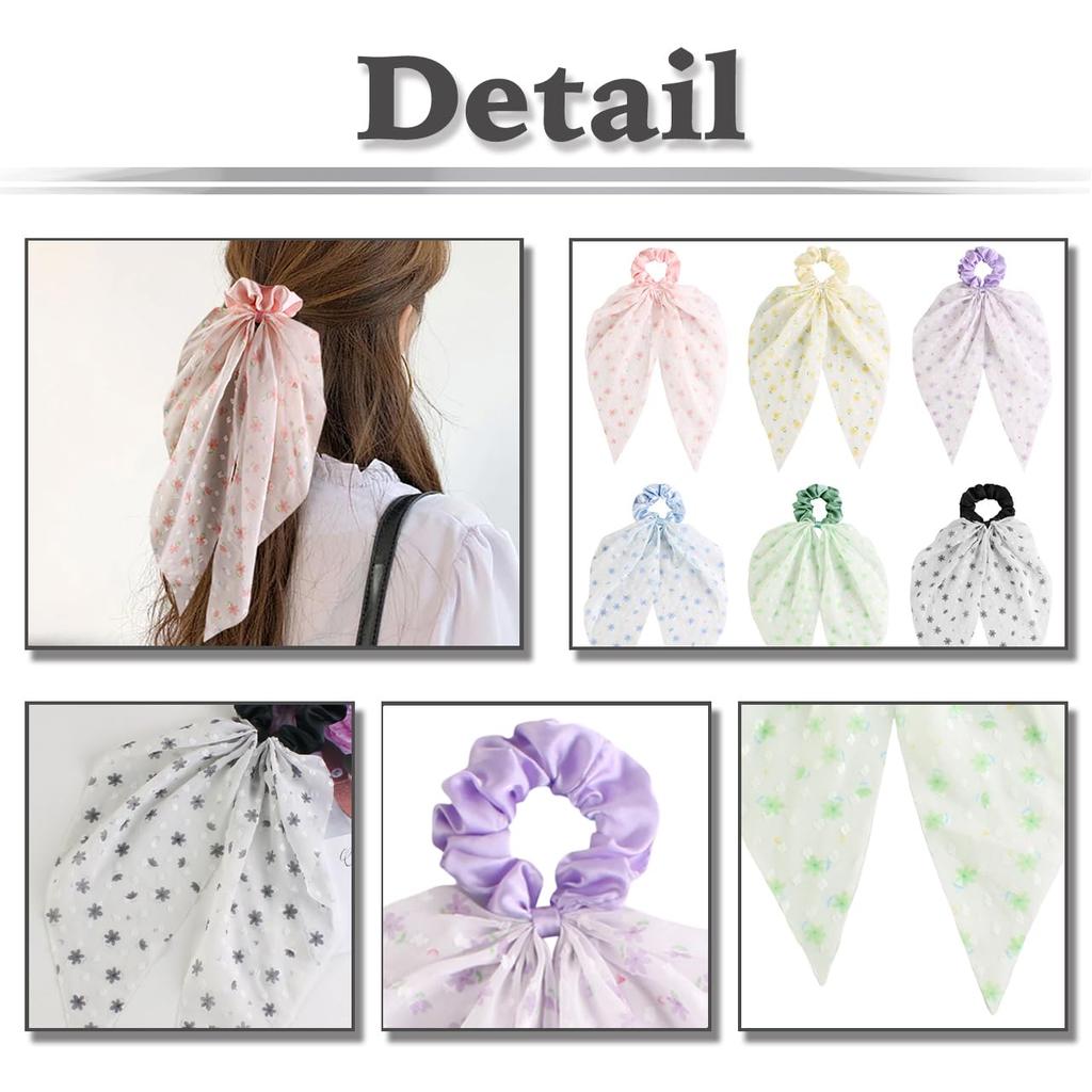 White Fang Ribbon Scrunchie Hair Hair Tie, Arrangement, Cute, Stylish, Women's, AZ558(45658)