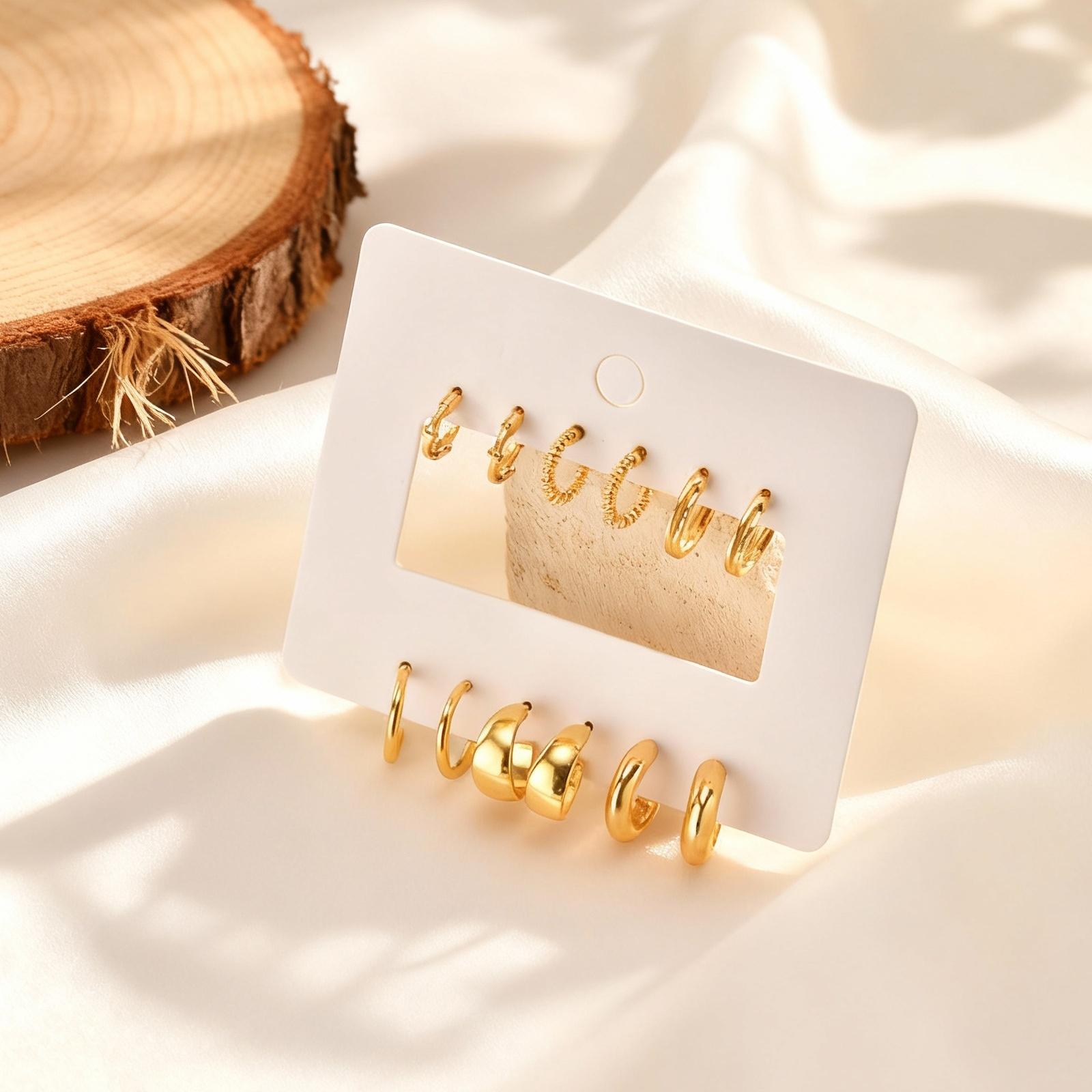 

6pcs Set Earrings for Women,Minimalist C-Shaped Earrings Fashion Geometric Line Earrings,Set Jewelry Gifts