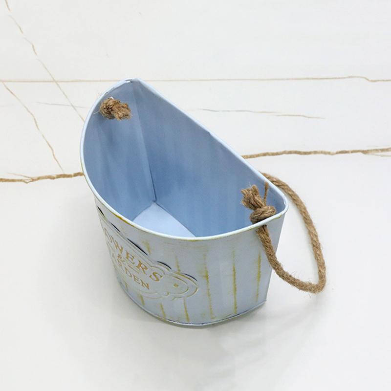 WTEMPO Retro Rural Ironwork Flower POTS Flower Vases Garden Hanging Buckets Exterior Wall Decorations Wall-hung Flower Baskets Balcony Hanging Buckets