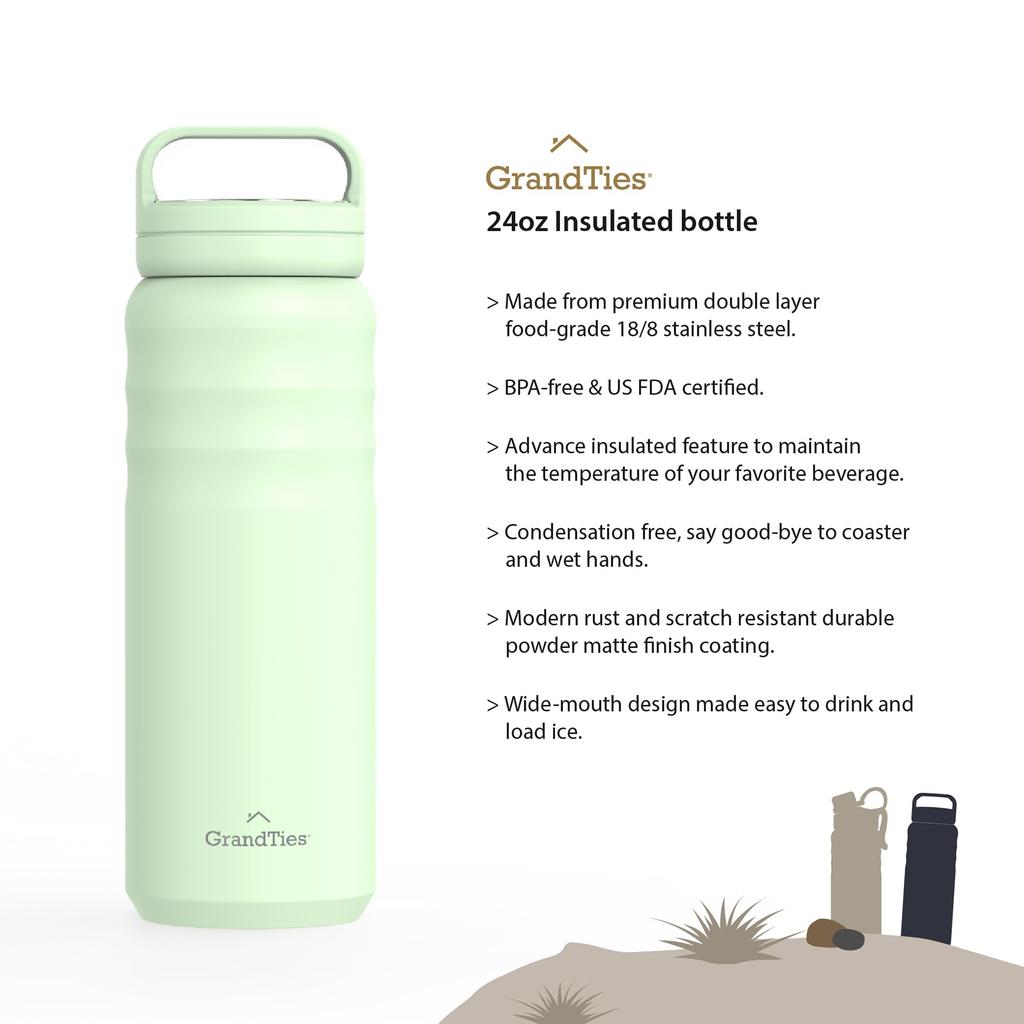 GRANDTIES Vacuum Insulated Bottle 709ml Wide Mouth 304 Stainless Steel BPA-Free