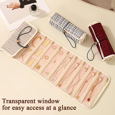 Travel Jewelry Case Organizer Organizer With Zipper Pockets Jewelry Travel Storage Bag Holder For Earrings Rings Bracelets Watch