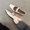 Square head light mouth silver single shoes women's spring 2025 French temperament word with evening commute low heel Mary Jane shoes