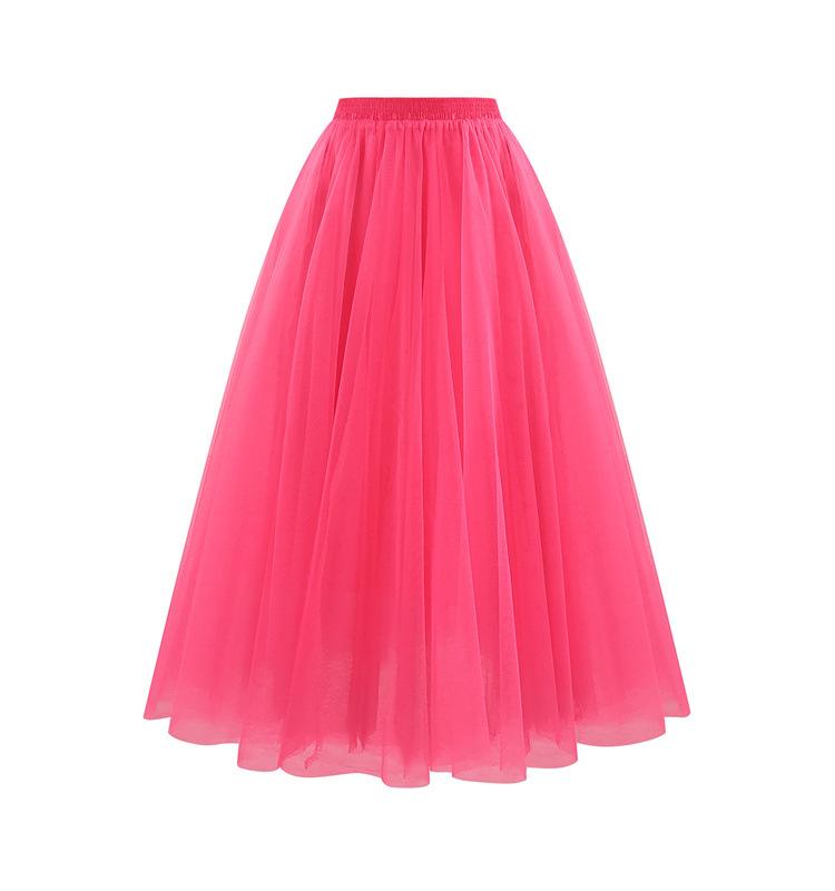 Plus Size Women's Autumn Winter Tulle Pleated Long Skirt Princess Style High-Waisted Slimming Soft Fresh A-Line Casual All-match Versatile Skirt