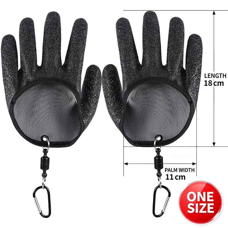 Fishing Gloves Waterproof Anti Slip Puncture Resistant Quick Wear with Carabiner for Ice Fishing Boating Outdoor Sports