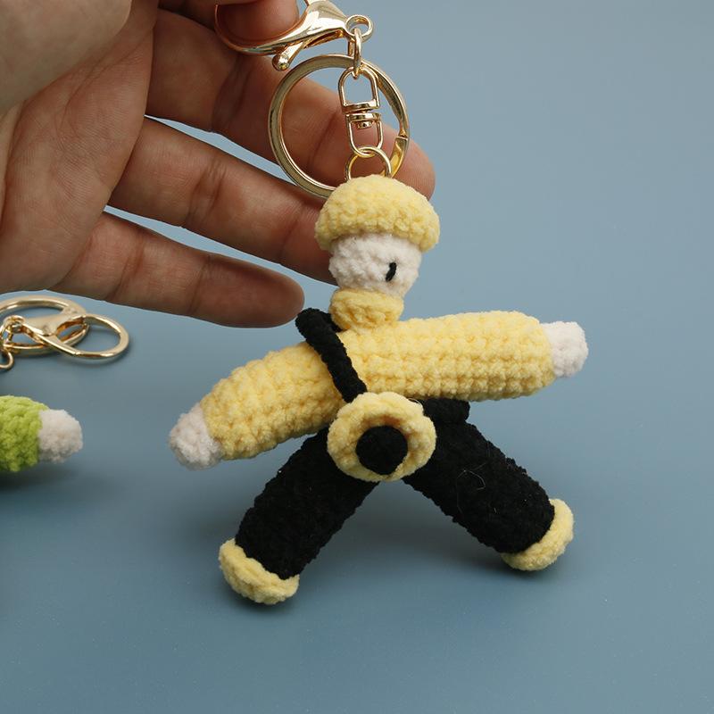 Funny Character Doll Keychain Handmaking Crochet Keychain For Couple Gifts Keyrings Cute Knitted Doll For Couple Keyrings Custom