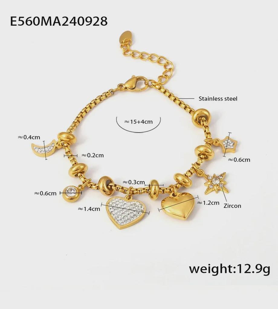 Elegant Love Diamond Bracelet: 18k Gold-Plated Titanium Steel, Niche Design, Perfect for Couples