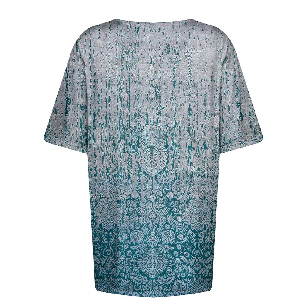 Women's Shirt Blouse Button Vintage Gradient Print Short Sleeve Casual Basic Top Pullover